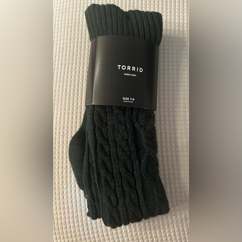 Torrid Dark Green Gables Marbled Cable Knee High Socks Size 7-9 NWT